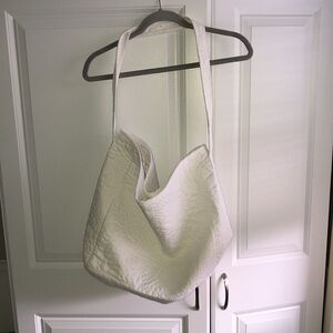 Large Quilted‎ Tote Bag Pure White Handmade Cottagecore Boho